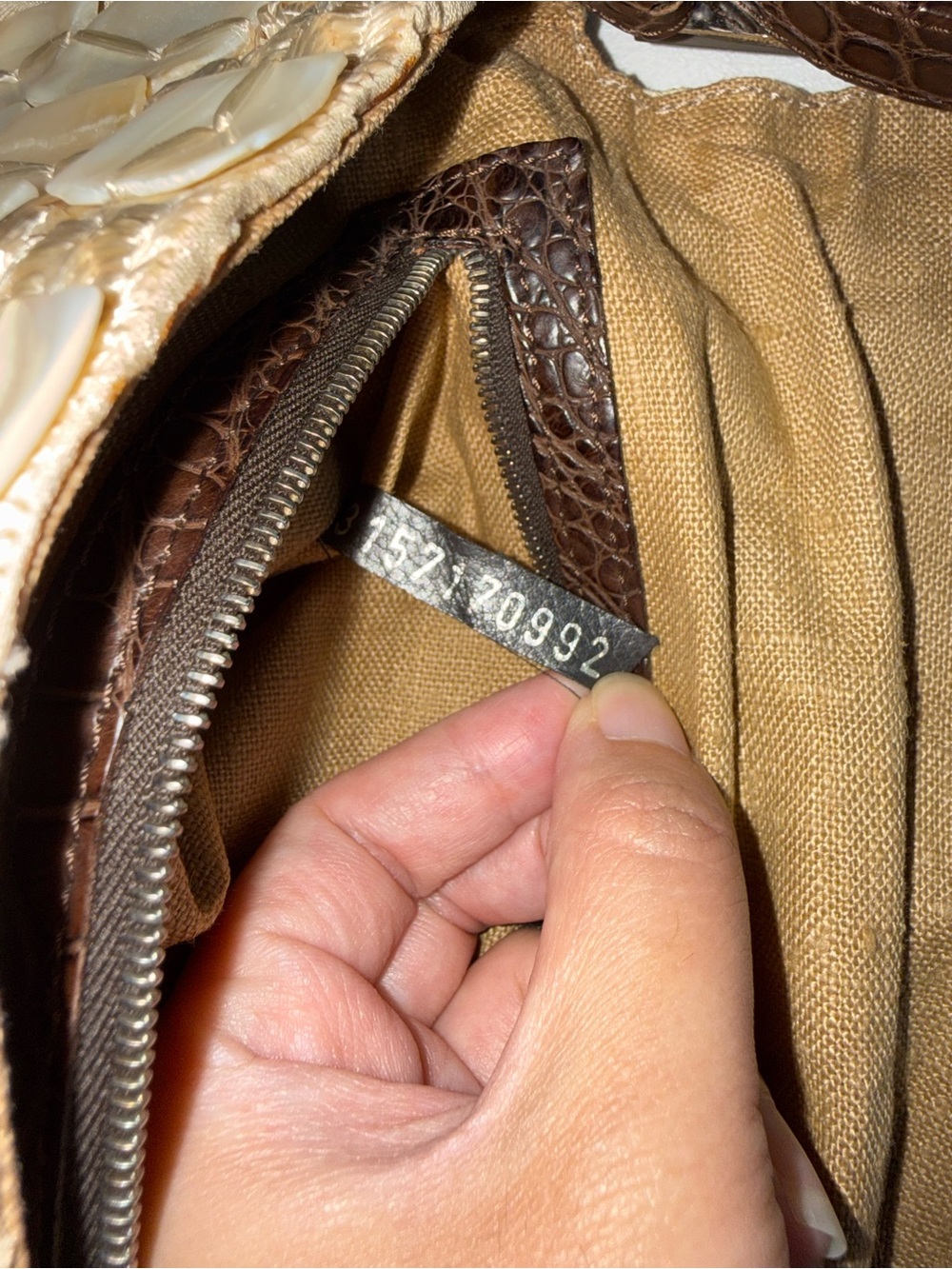 Vintage Fendi Mother of Pearl Baguette Bag w Crocodile Trim - Picture 11 of 11